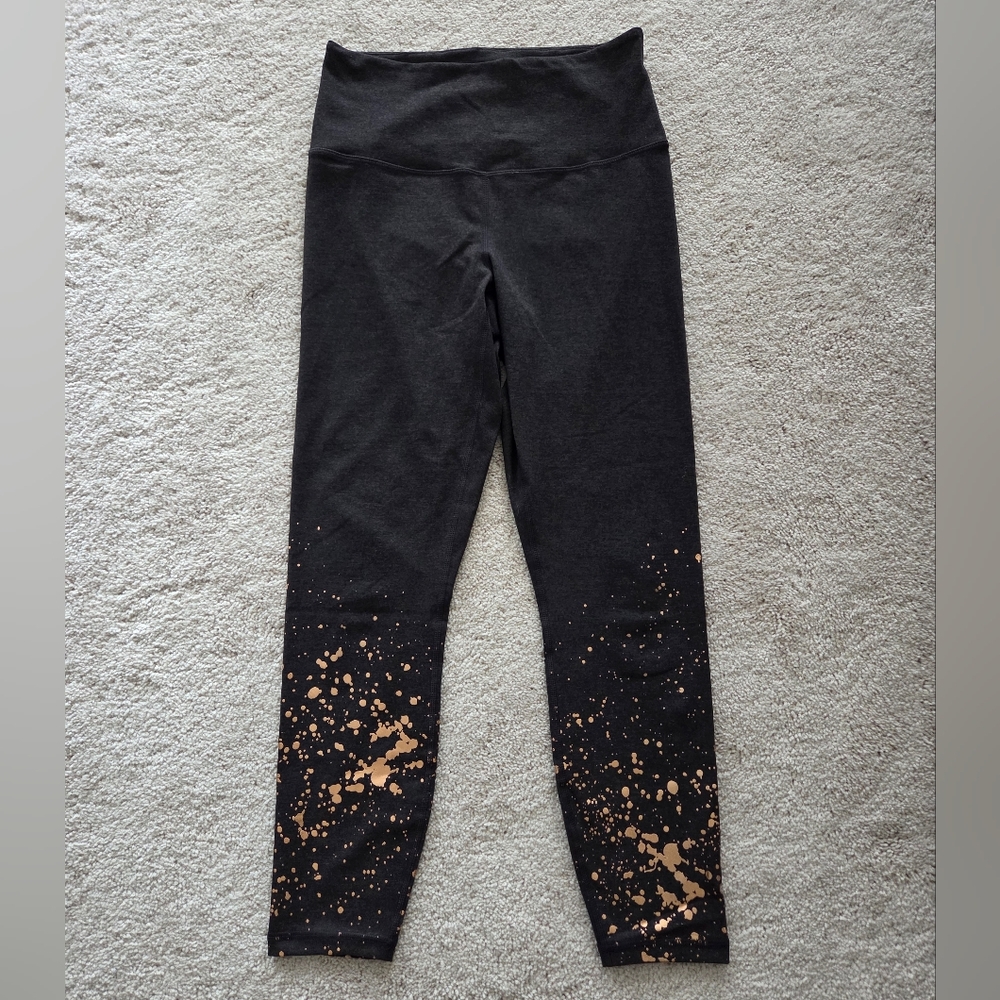 Hyba Grey Leggings with Rose Gold Splatter Design